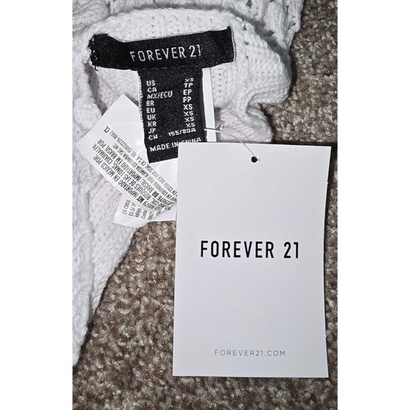 Forever 21 White Crochet Knit Lace-Up Crop Top X-Small - Picture 4 of 7